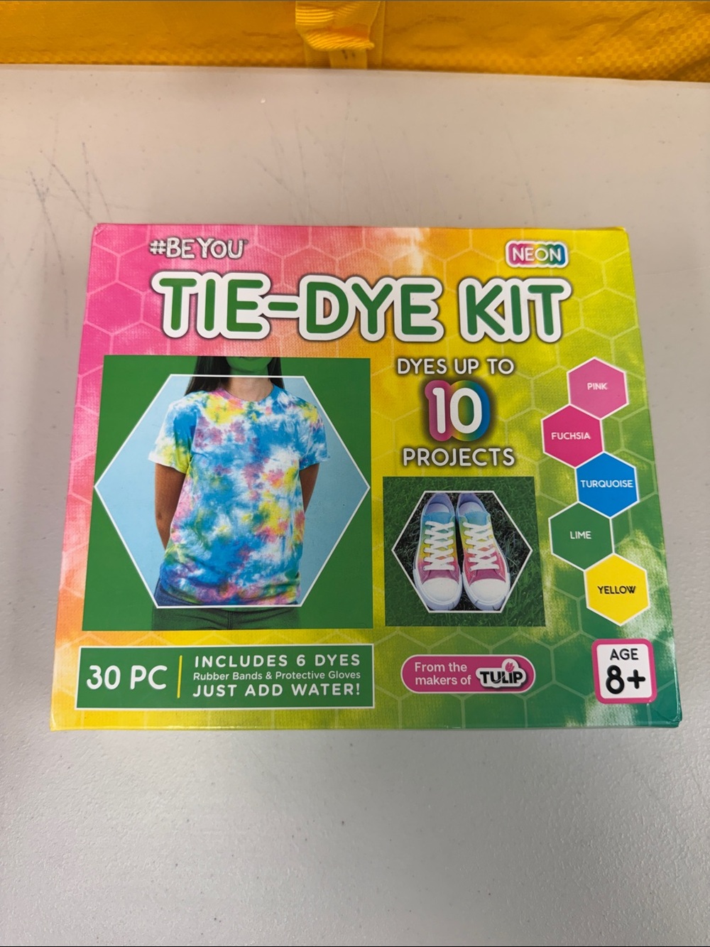 Tie-Dye Kit by Tulip - Neon Multi-Color 30 pieces 6 dyes rubber bands gloves